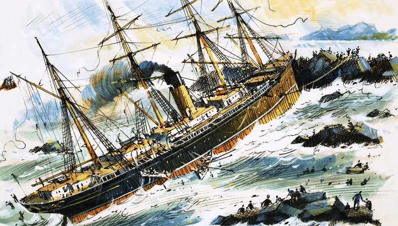 Unidentifiziertes Dampfschiff prallt gegen Felsen von John S. Smith