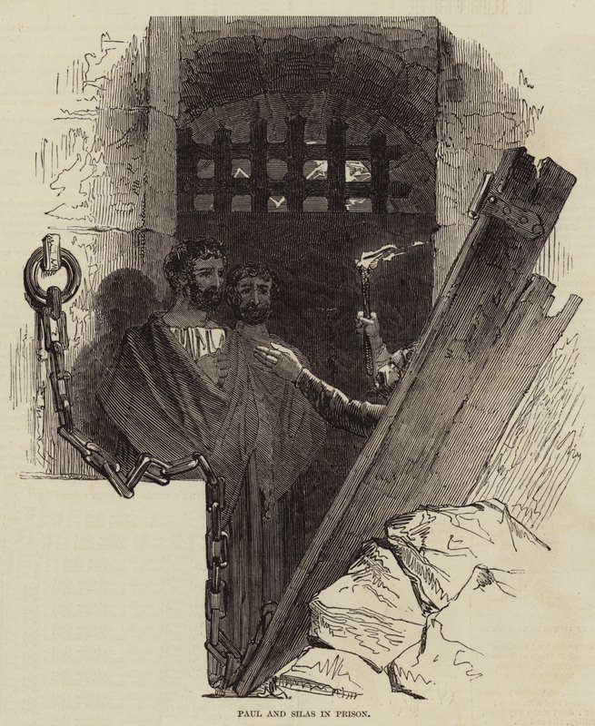 Paulus und Silas im Gefängnis von Joseph Kenny Meadows
