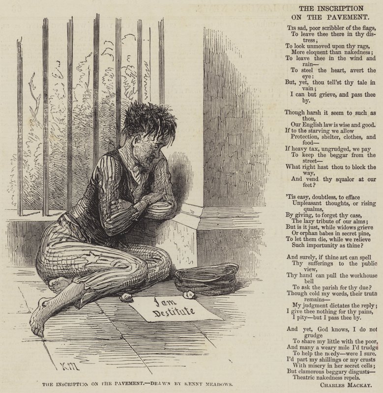 Die Inschrift auf dem Pflaster von Joseph Kenny Meadows