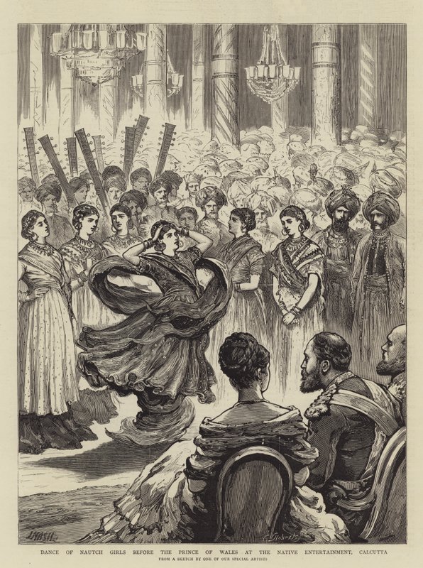 Tanz der Nautch-Mädchen vor dem Prinzen von Wales bei der einheimischen Unterhaltung, Kalkutta von Joseph Nash
