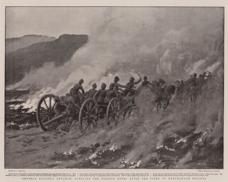 General Bullers Vormarsch, Verfolgung der fliehenden Buren nach dem Kampf auf den Helpmakaar-Höhen von Joseph Nash
