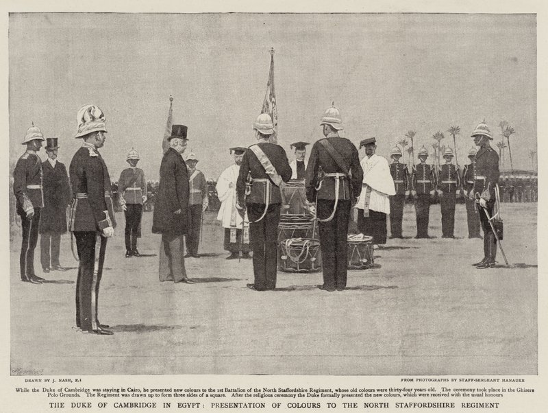 Der Herzog von Cambridge in Ägypten, Präsentation der Farben an das North Staffordshire Regiment von Joseph Nash