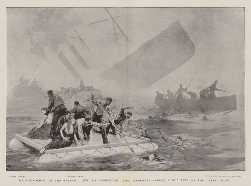 Das Sinken des französischen Liners La Bourgogne, der verzweifelte Kampf ums Leben beim Untergang des Schiffes von Joseph Nash