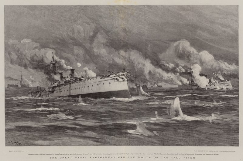 Das große Seeschlacht am Mund des Yalu-Flusses von Joseph Nash