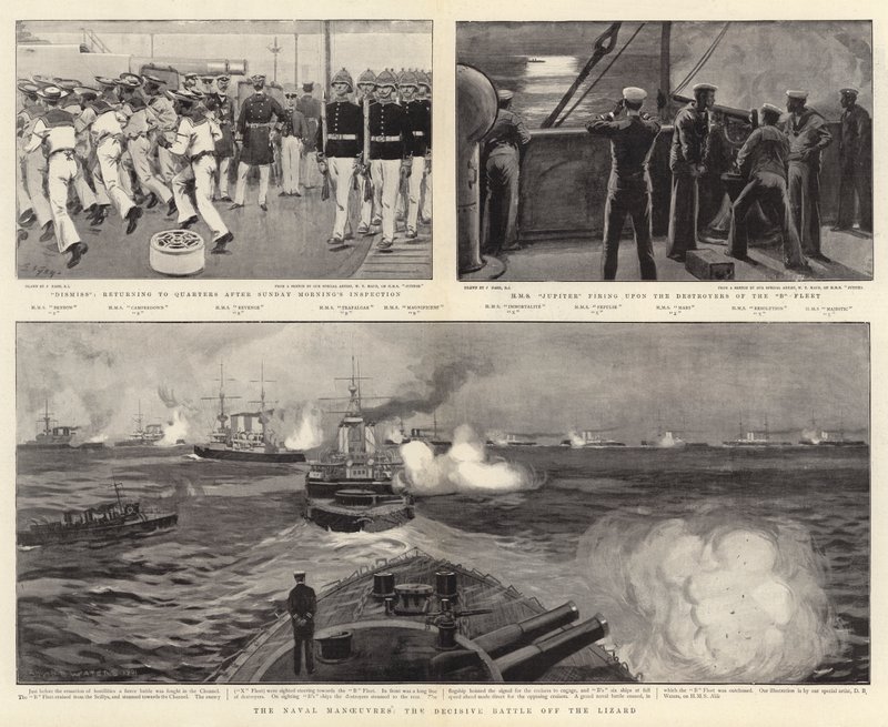 Die Marine-Manöver, die entscheidende Schlacht vor dem Lizard von Joseph Nash