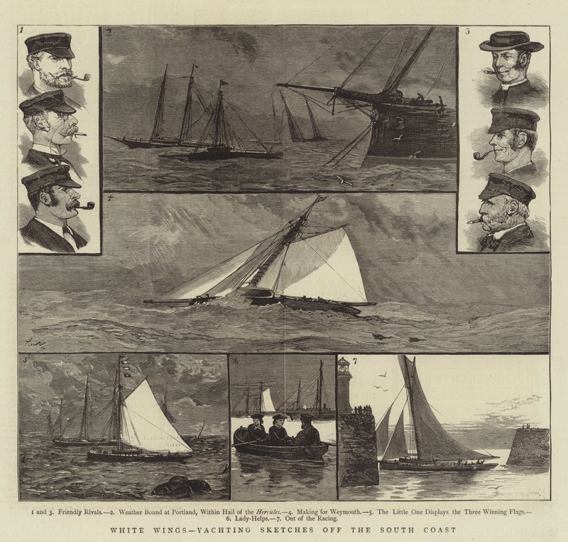Weiße Flügel, Yachting-Skizzen vor der Südküste von Joseph Nash