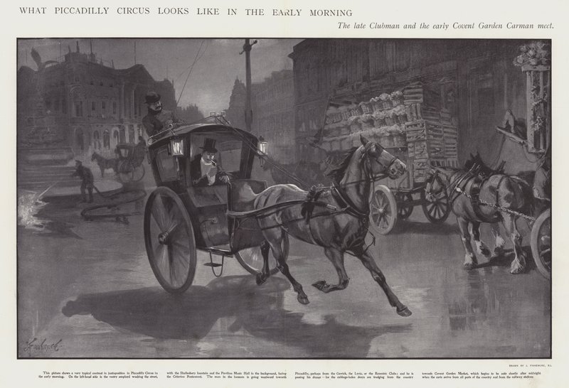 Wie der Piccadilly Circus am frühen Morgen aussieht (Lithografie) von Joseph (after) Finnemore