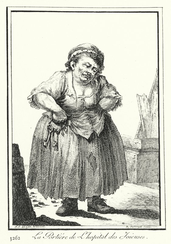 Der Pförtner des Hôpital des Joieuses (Stich) von Joseph Franz von (after) Goez