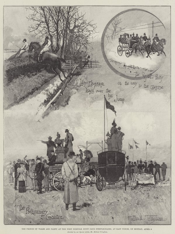 Der Prinz von Wales und seine Gesellschaft beim West Norfolk Hunt Club Steeplechase, in East Winch, am Montag, den 9. April von Joseph Holland Tringham