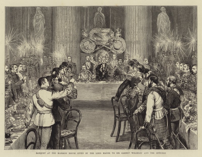 Bankett im Mansion House, gegeben vom Lord Mayor für Sir Garnet Wolseley und die Offiziere von Joseph Nash