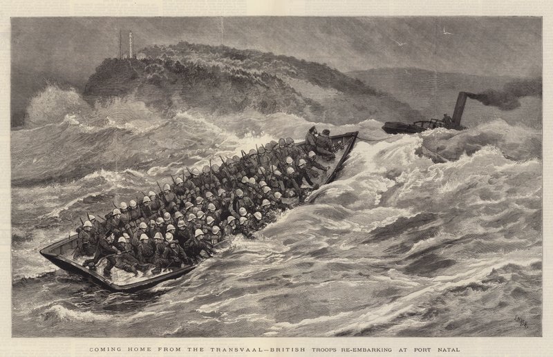 Heimkehr aus dem Transvaal, britische Truppen gehen in Port Natal wieder an Bord von Joseph Nash