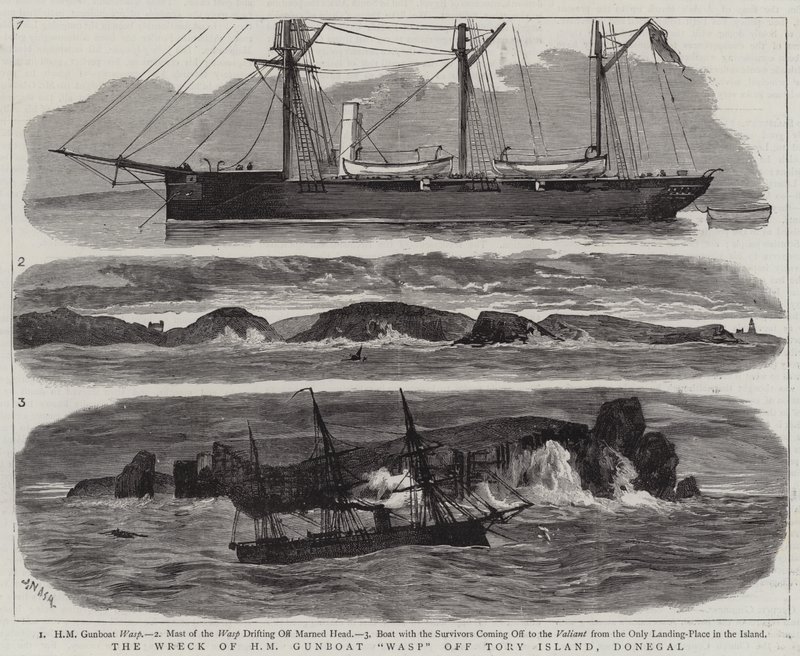 Das Wrack der HM Kanonenboot Wasp vor Tory Island, Donegal von Joseph Nash