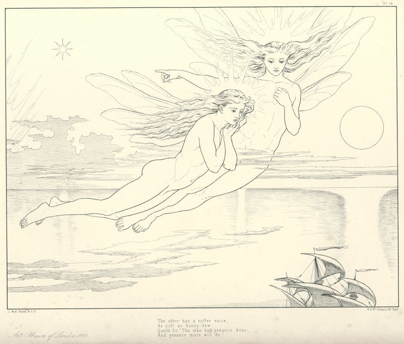 Illustration für Coleridges Rime of The Ancient Mariner (Stich) von Joseph Noel (after) Paton