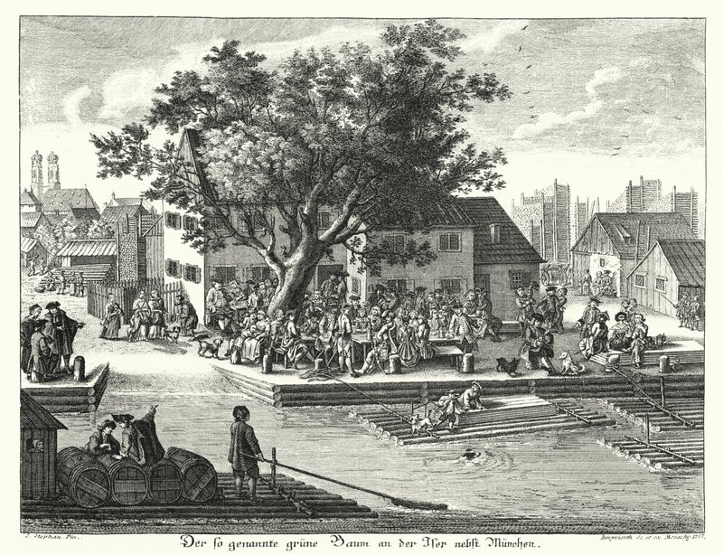 Der Gruene Baum Gasthof bei München (Stich) von Joseph Stephan