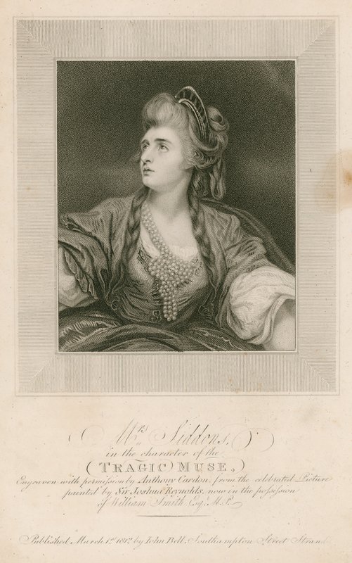 Mrs. Sarah Siddons, Schauspielerin, in der Rolle der Tragischen Muse von Joshua Reynolds