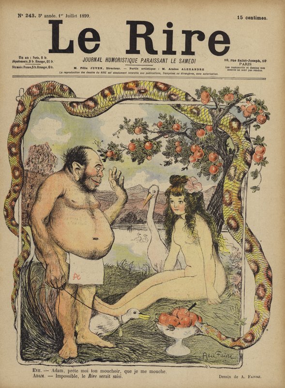 Adam und Eva, Illustration für Le Rire von Jules Abel Faivre
