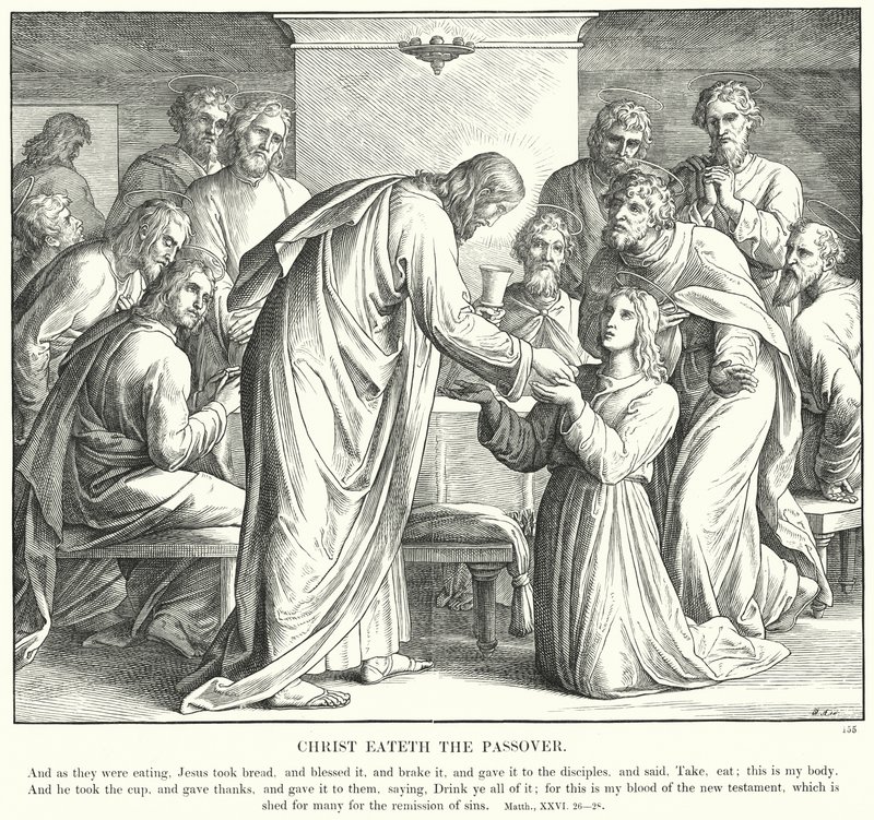 Christus isst das Passahmahl (Gravur) von Julius (after) Schnorr von Carolsfeld