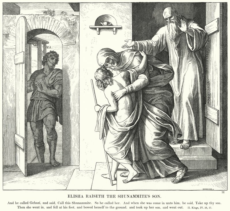 Elisa erweckt den Sohn der Schunemiterin von Julius (after) Schnorr von Carolsfeld