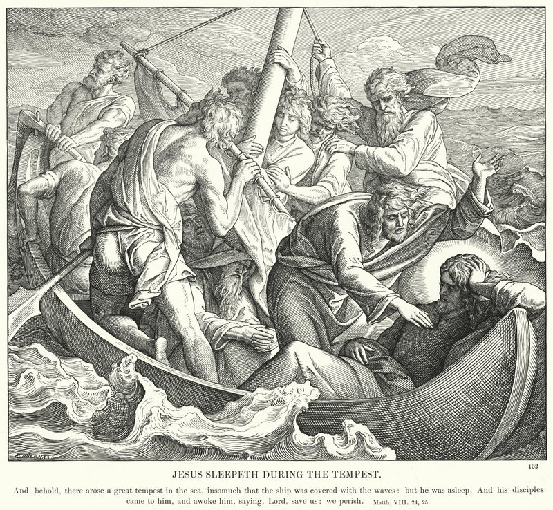Jesus schläft während des Sturms (Gravur) von Julius (after) Schnorr von Carolsfeld