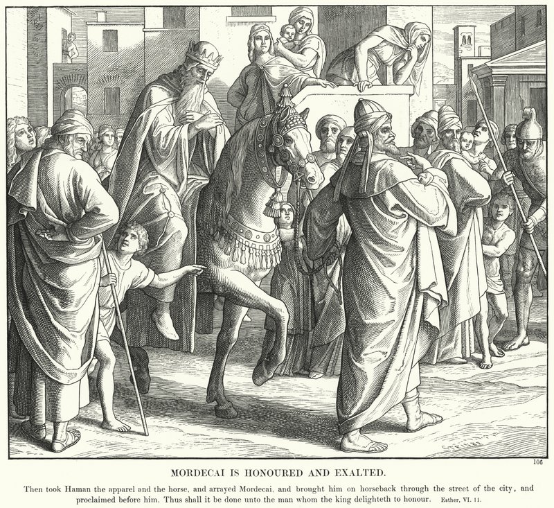Mordechai wird geehrt und erhöht (Stich) von Julius (after) Schnorr von Carolsfeld