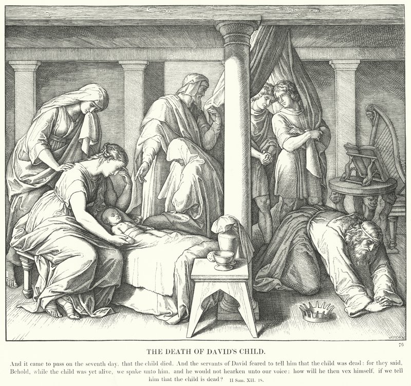 Der Tod von Davids Kind von Julius (after) Schnorr von Carolsfeld