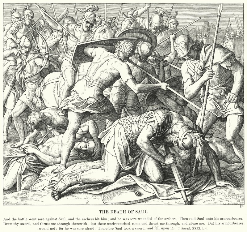 Der Tod Sauls (Gravur) von Julius (after) Schnorr von Carolsfeld
