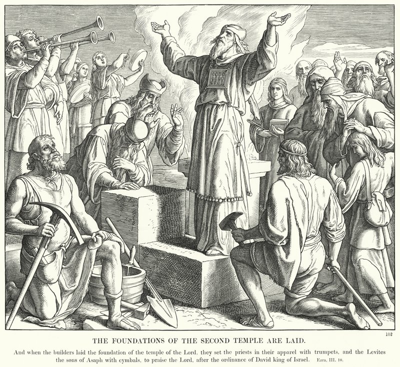 Die Fundamente des zweiten Tempels werden gelegt von Julius (after) Schnorr von Carolsfeld