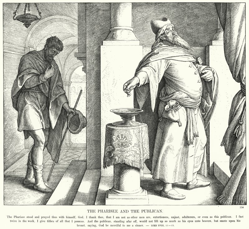 Der Pharisäer und der Zöllner (Gravur) von Julius (after) Schnorr von Carolsfeld