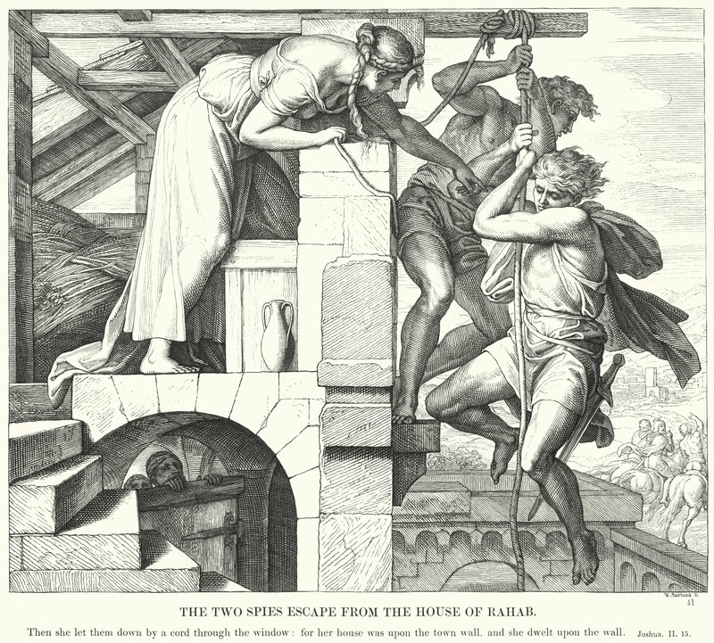 Die zwei Spione entkommen aus dem Haus Rahabs von Julius (after) Schnorr von Carolsfeld
