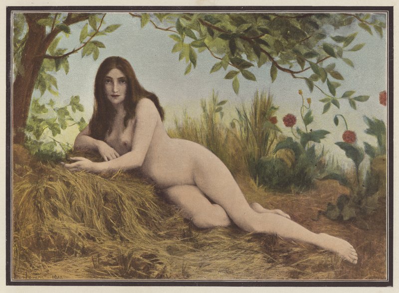 Sommer, Frau im Heu liegend von Leon Printemps