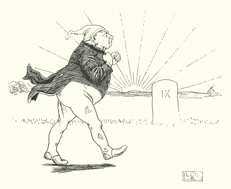 Es war ein Mann, und er hatte nichts, und Räuber kamen, um ihn zu berauben (Gravur) von Leonard Leslie Brooke