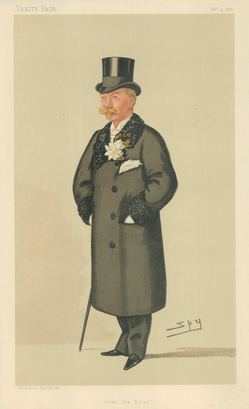Der ehrenwerte Harry Tyrwhitt-Wilson, Near the Rose, 13. Februar 1886, Vanity Fair Karikatur von Leslie Matthew Ward