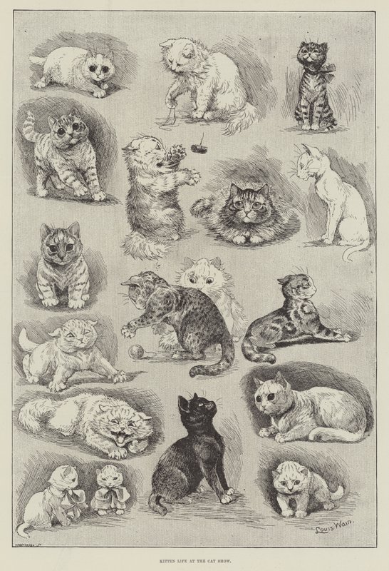 Katzenleben auf der Katzenausstellung von Louis Wain