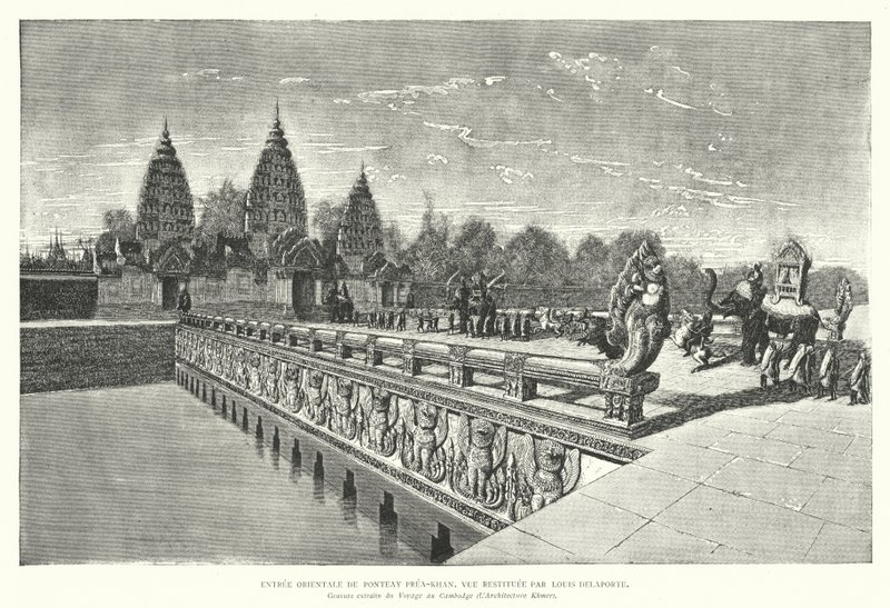 Östlicher Eingang zum Khmer-Tempel von Preah Khan, Angkor, Kambodscha von Louis (after) Delaporte