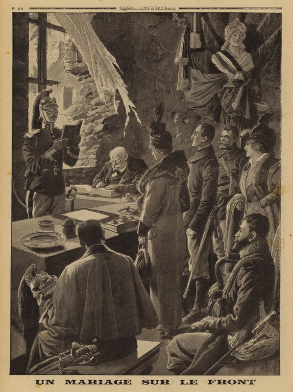 Eine Hochzeit an der Front, Hauteville, Arras, Frankreich, Erster Weltkrieg von Louis Charles (after) Bombled