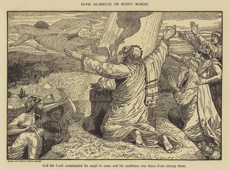 David opfert auf dem Berg Moriah von Louis John Rhead