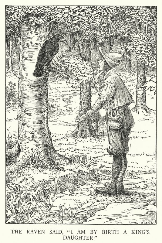 Der Rabe sagte: "Ich bin von Geburt eine Königstochter" (Lithografie) von Louis John Rhead