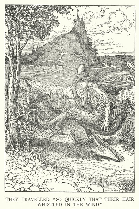 Sie reisten "so schnell, dass ihr Haar im Wind pfiff" von Louis John Rhead