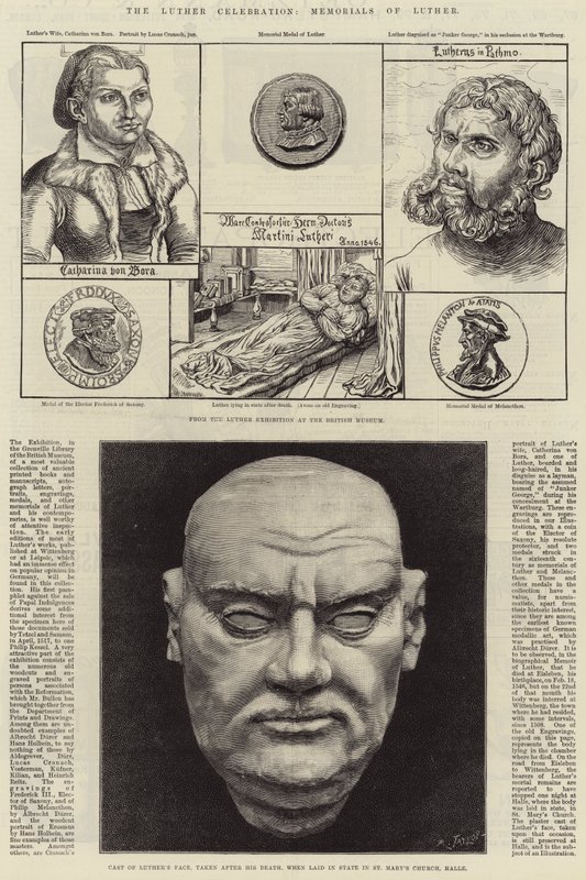 Die Lutherfeier, Denkmäler von Luther von Lucas Cranach the Younger