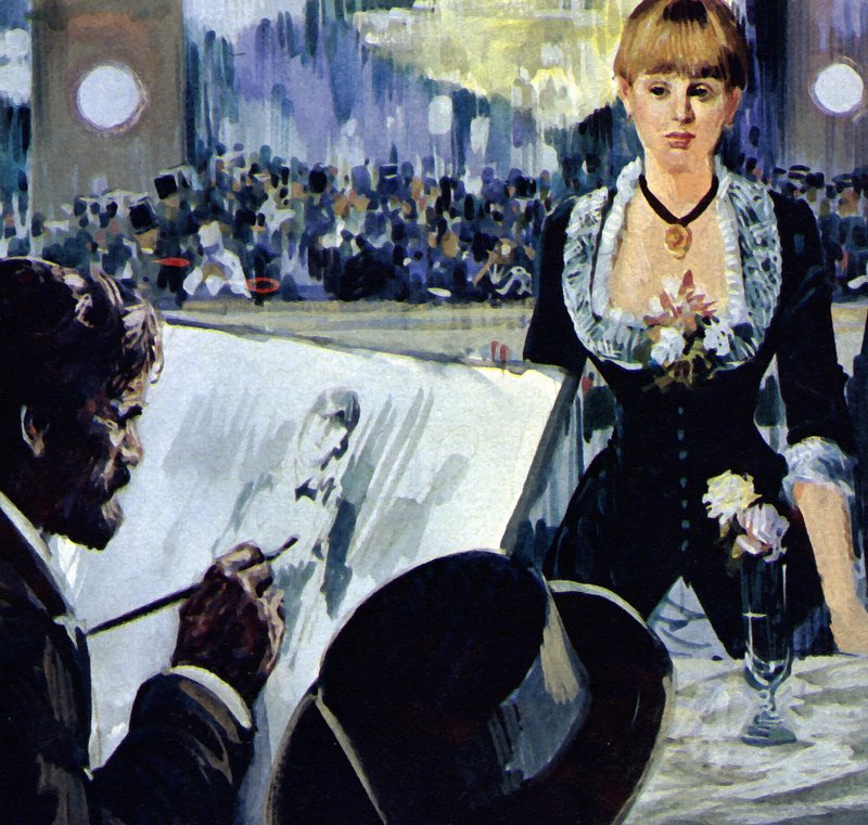 Manet malt das Mädchen hinter der Bar im Folies-Bergère von Luis Arcas Brauner
