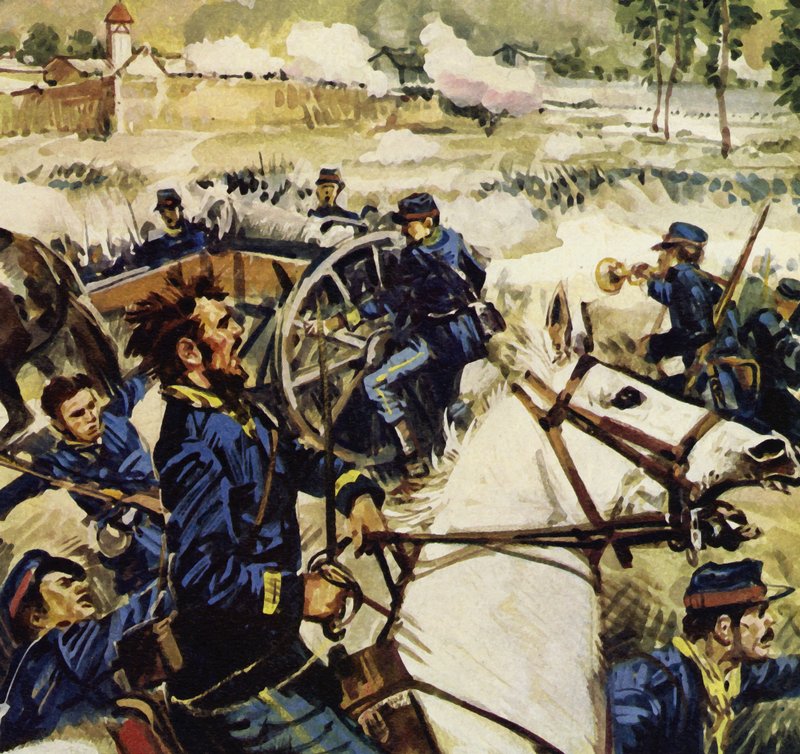 Als der Krieg zwischen Frankreich und Preußen ausbrach, trat Manet der Artillerie bei von Luis Arcas Brauner