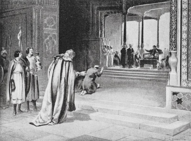 Geoffrey de Langley mit Bar Sauma vor Arghun Khan von Margaret (after) Dovaston