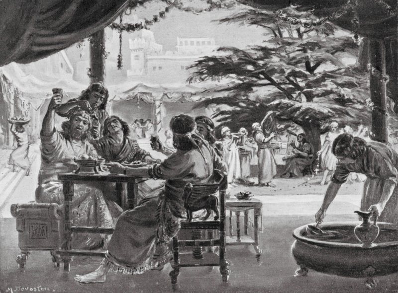 Freude in Babylon über den Wiederaufbau der Stadt durch Esarhaddon von Margaret (after) Dovaston