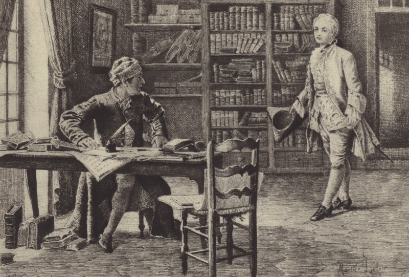 Illustration für Buch IX von Les Confessions de Jean-Jacques Rousseau von Maurice Leloir