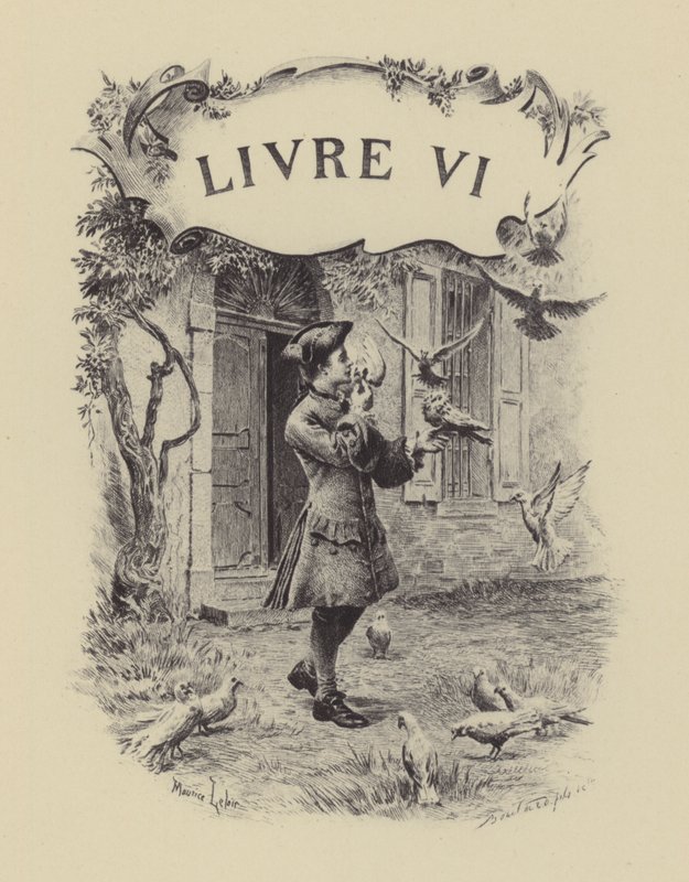 Illustration für Buch VI von Les Confessions de Jean-Jacques Rousseau (Gravur) von Maurice Leloir