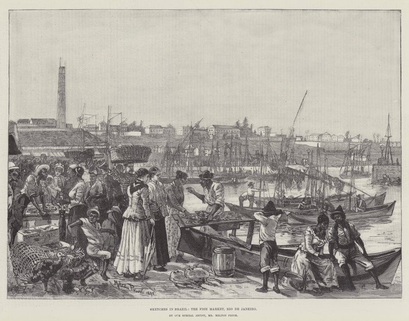 Skizzen in Brasilien, der Fischmarkt, Rio de Janeiro von Melton Prior