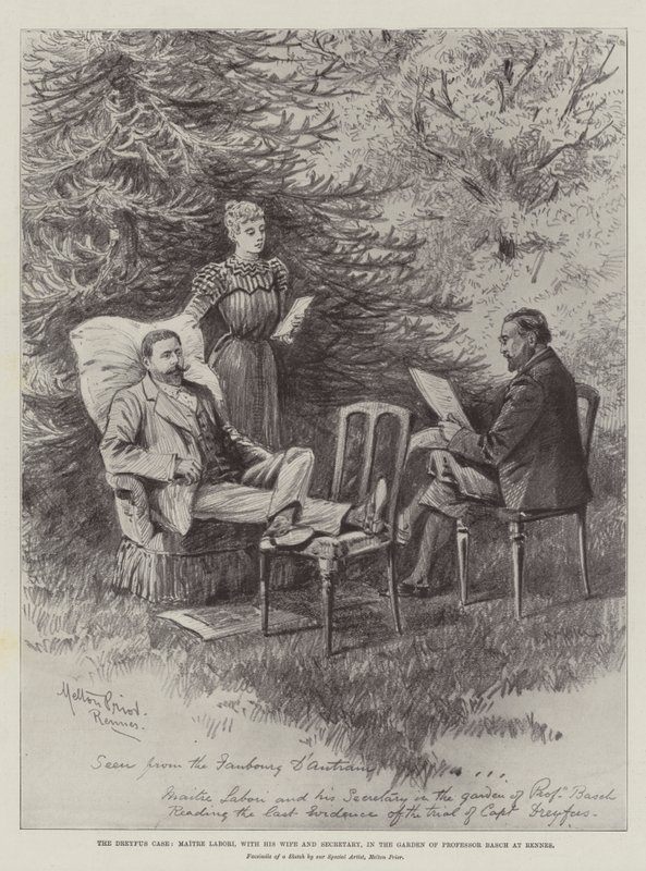 Der Dreyfus-Fall, Maitre Labori, mit seiner Frau und seinem Sekretär, im Garten von Professor Basch in Rennes von Melton Prior