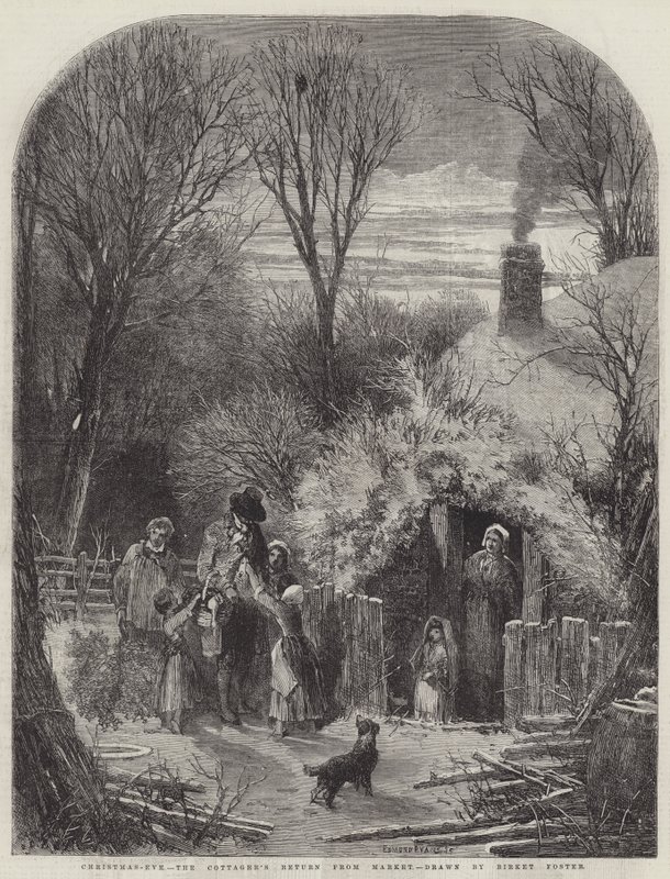 Heiligabend, die Rückkehr des Bauern vom Markt von Myles Birket Foster