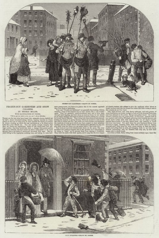 Ausgefrorene Gärtner und Schneeräumer von Myles Birket Foster
