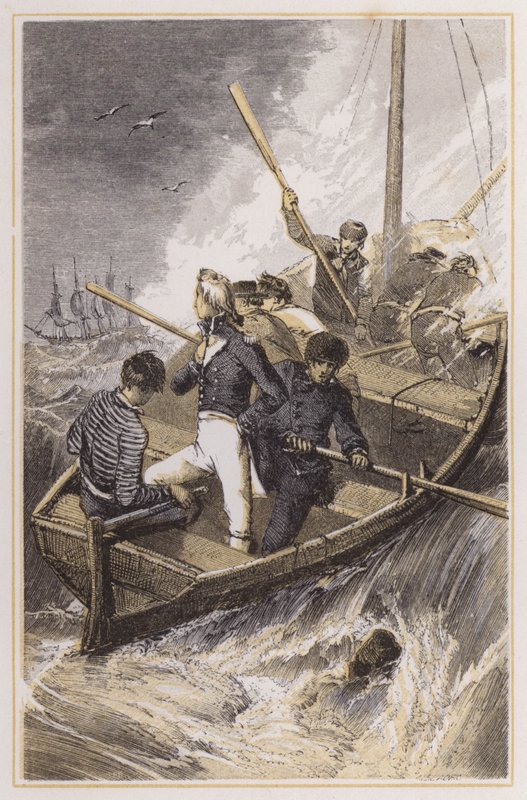 Nelson wird während eines Sturms an Bord seines Schiffes gebracht von Myles Birket (after) Foster